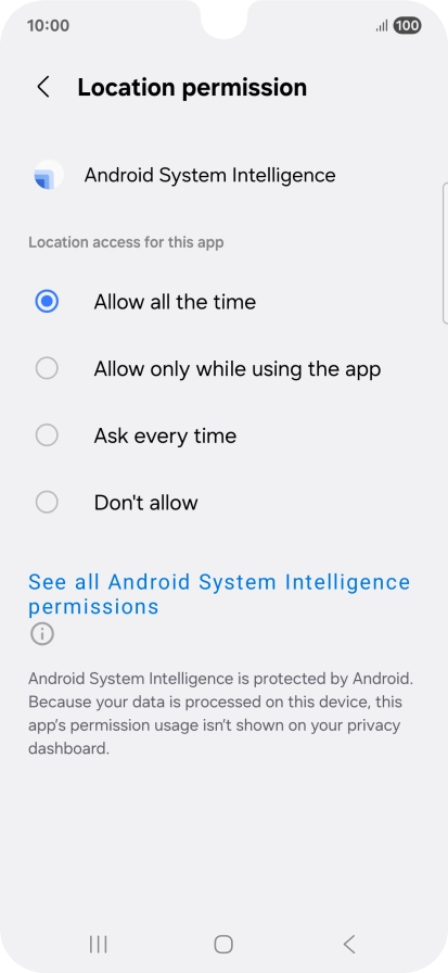 Press the required setting.