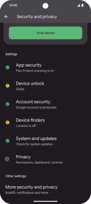 Press More security and privacy.