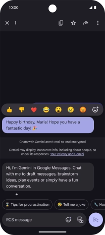 Press and hold the text suggestion from Gemini. Follow the instructions on the screen to use the text suggestion.