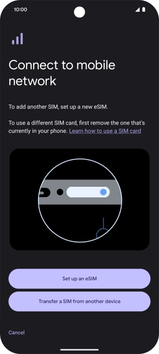 Press Set up an eSIM.