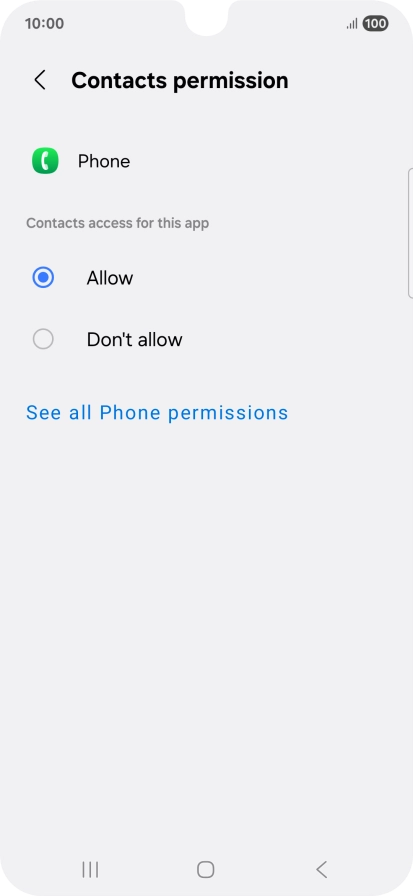 Press the required setting.