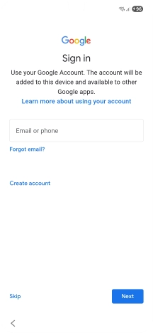 Press Email or phone and key in the username for your Google account.