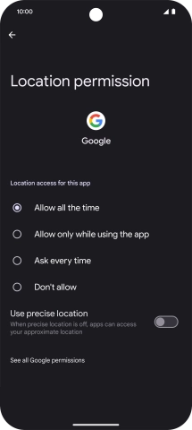 Press the required setting.