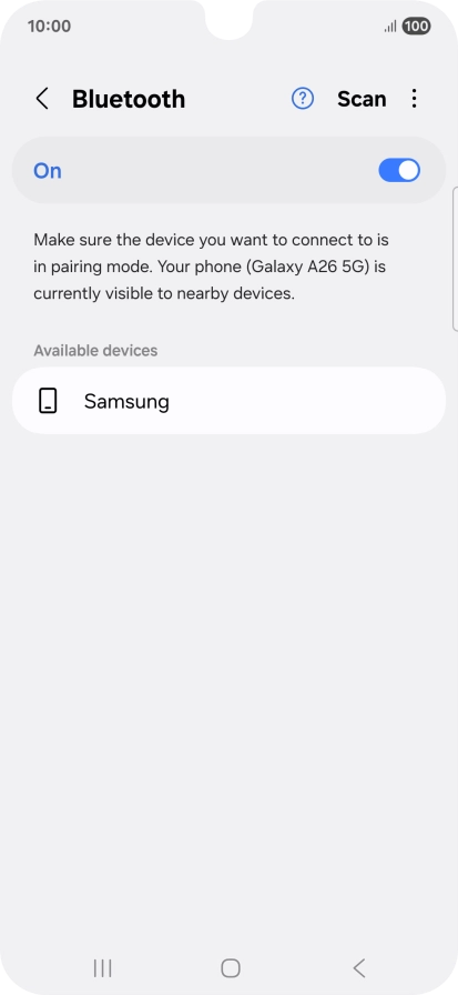 Press the required Bluetooth device and follow the instructions on the screen to pair the device with your phone.