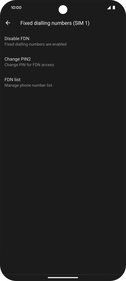 Press Disable FDN. Press Disable FDN.