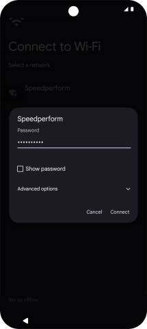 Key in the password for the Wi-Fi network and press Connect.