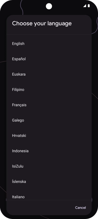 Press the required language.