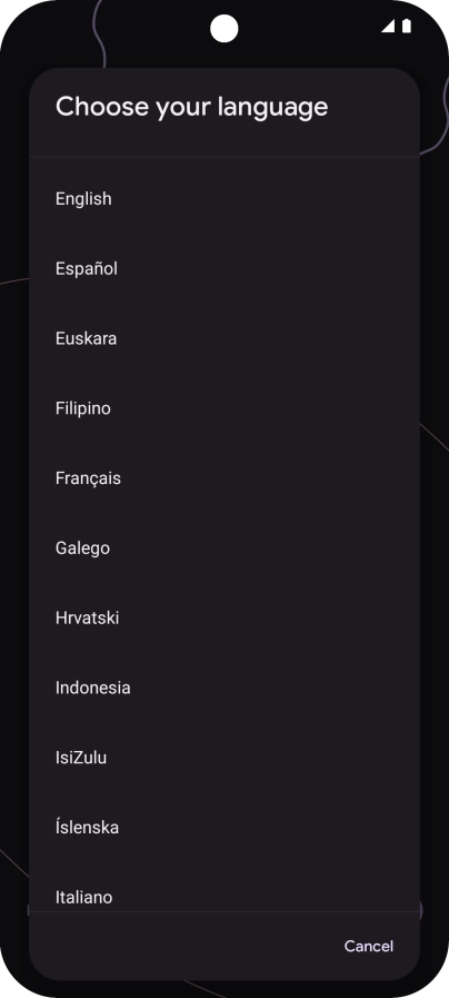 Press the required language.