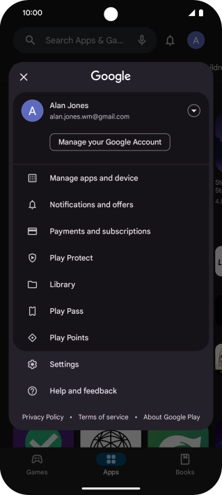 Press Manage apps and device.