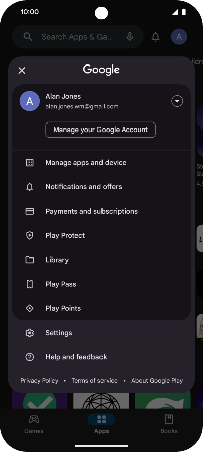 Press Manage apps and device.