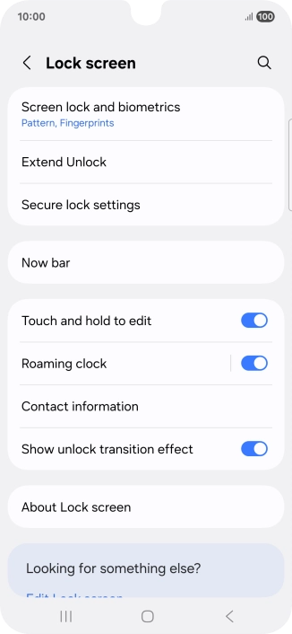 Press Screen lock and biometrics and key in the additional phone lock code you created earlier.