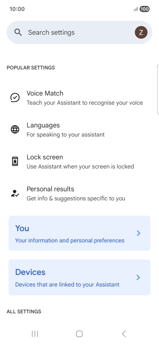 Press Voice Match and follow the instructions on the screen to turn automatic activation of Google Assistant on or off.