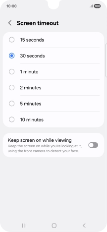 Press the required setting.
