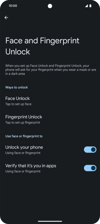 Press Fingerprint Unlock.
