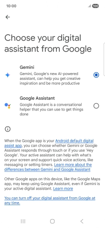Press the required voice control assistant.