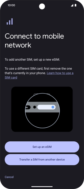 Press Set up an eSIM.