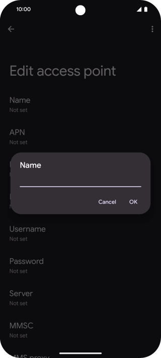 Key in Vodafone Internet and press OK. Key in Vodafone Internet and press OK.