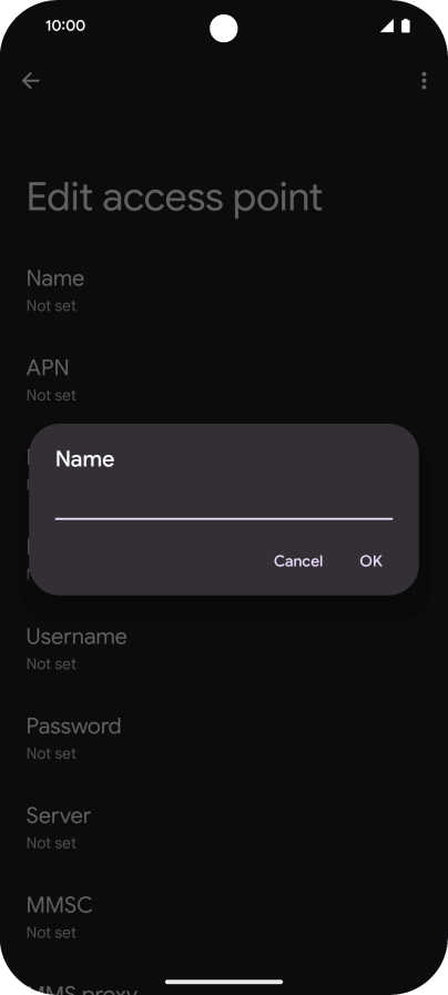 Key in Vodafone Internet and press OK. Key in Vodafone Internet and press OK.