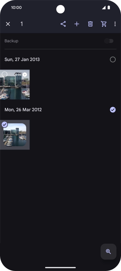 Press the required pictures or videos to select them. Press the required pictures or videos to select them.