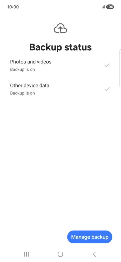 Press Manage backup.