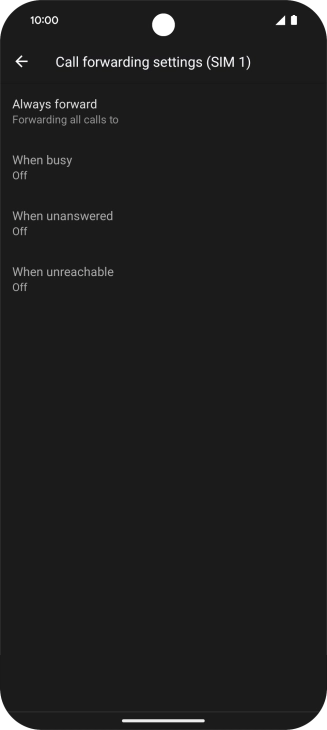 Press the required divert type. Press the required divert type.