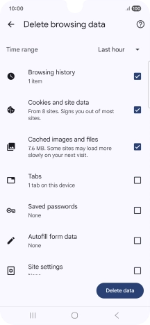 Press the fields next to the required data types.