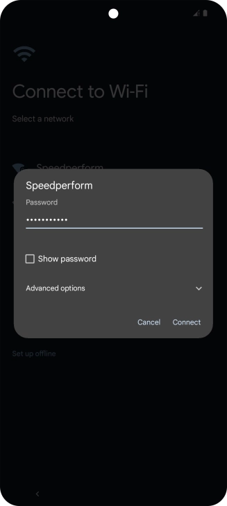 Key in the password for the Wi-Fi network and press Connect.