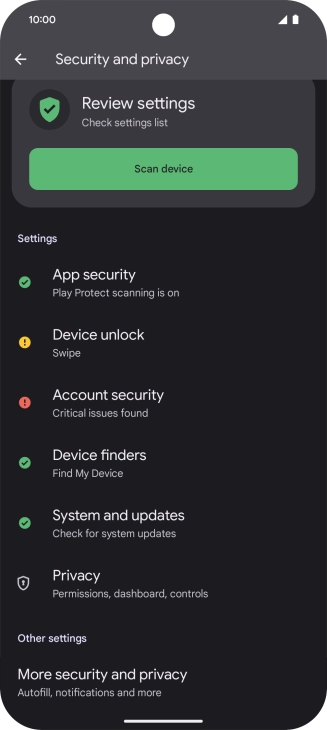 Press More security and privacy.