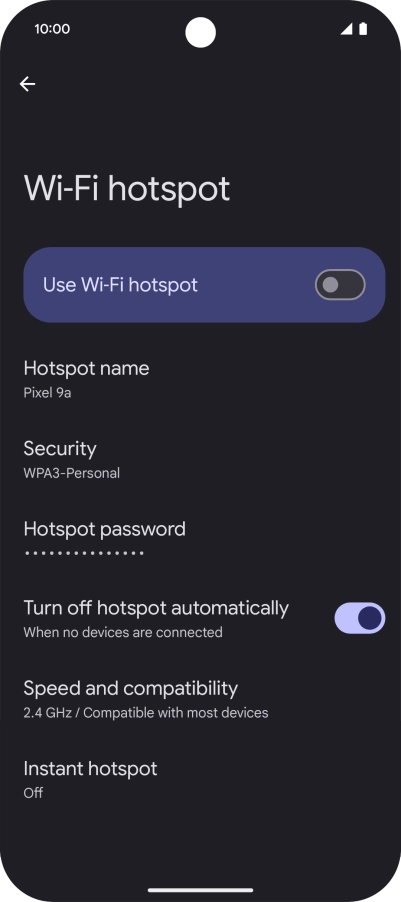Press Hotspot password and key in the required password.