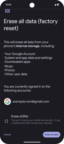 Press Erase all data.