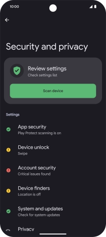 Press Device unlock. Press Device unlock.