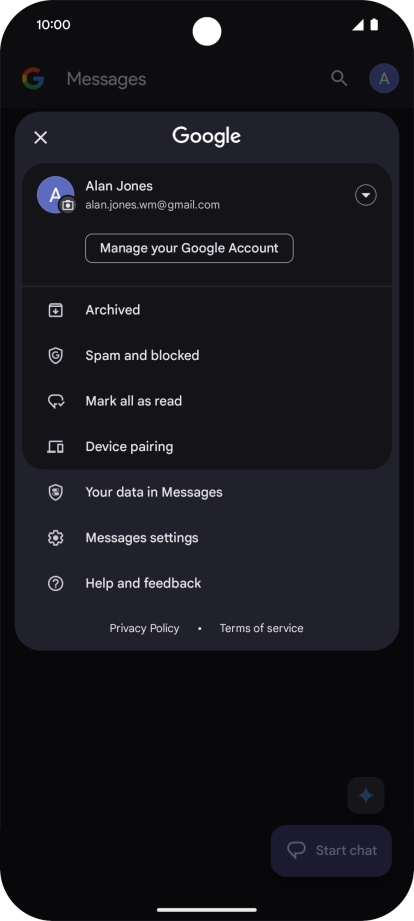 Press Messages settings.