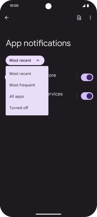 Press the required setting.