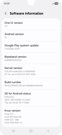 Your phone's software version is displayed below Android version.