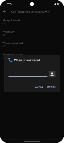 Key in (prefix) 5 (your phone number) and press TURN ON.
