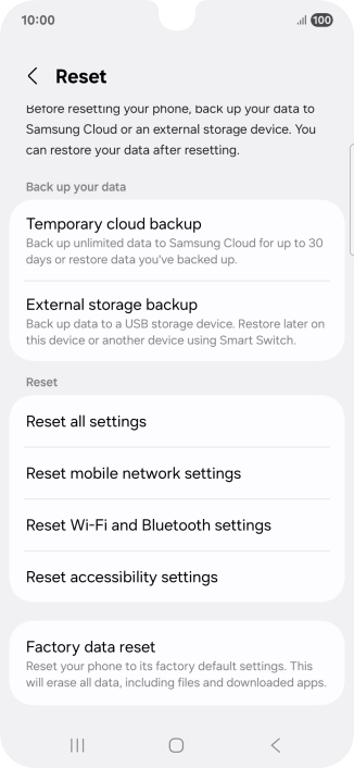 Press Reset mobile network settings.
