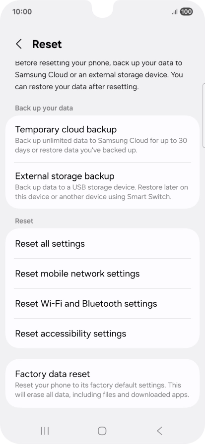 Press Reset mobile network settings.