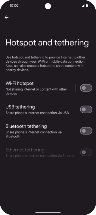Press Wi-Fi hotspot.