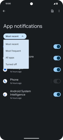 Press the required setting.