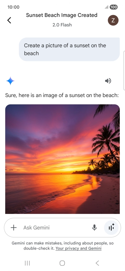 You can also ask Gemini to generate a picture based on your description.
