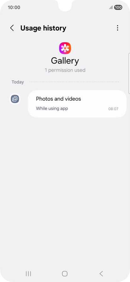 The app activity for the selected app is displayed.