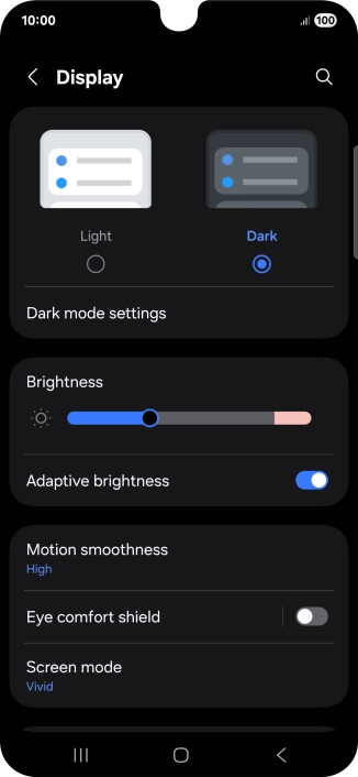 Press Dark mode settings.