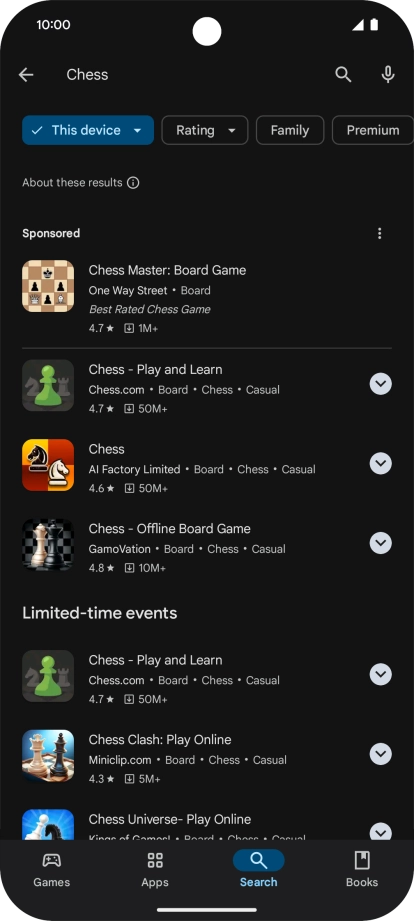 Press the required app.
