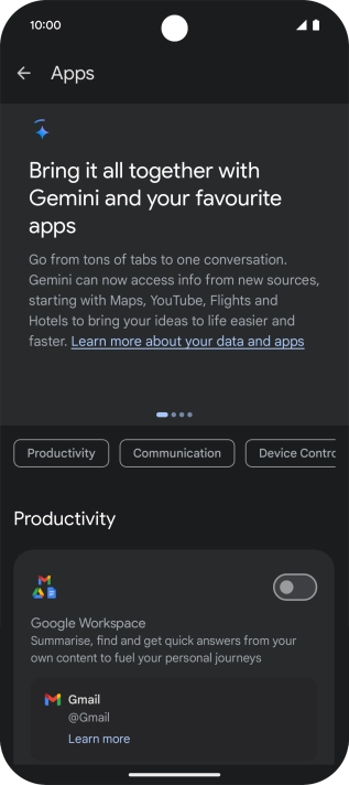 Press the indicator next to the required extension to turn on the function.