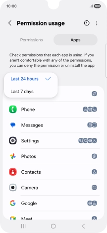 Press the required setting.