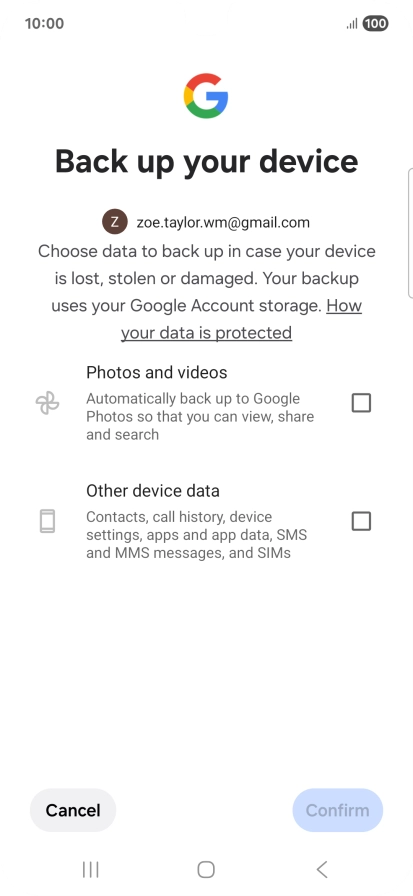 Press the fields next to the required data types to select them.
