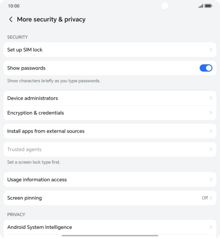 Press Set up SIM lock. Press Set up SIM lock.
