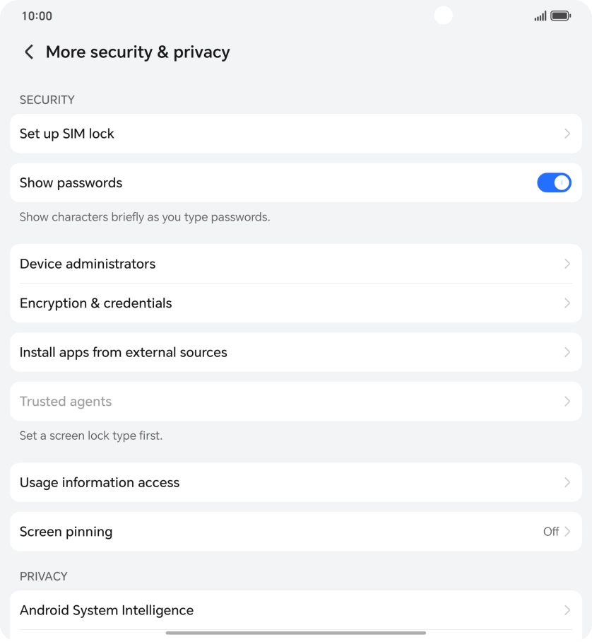Press Set up SIM lock. Press Set up SIM lock.