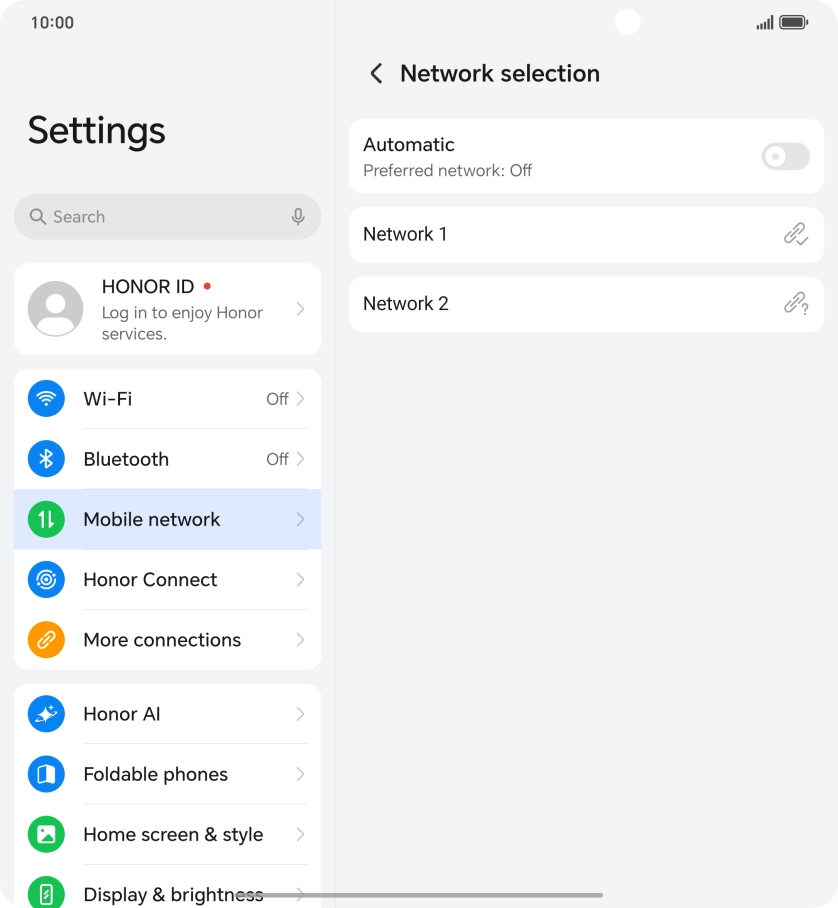 Press the required network. Press the required network.