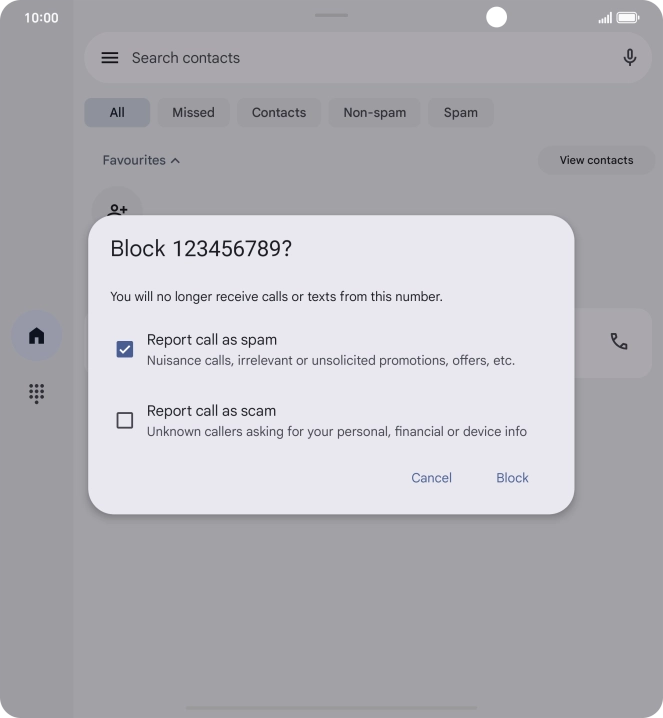 To report the number as spam, press the field next to To report the number as spam, press the field next to